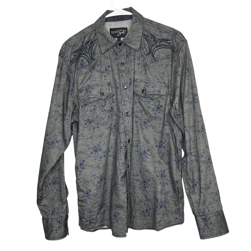 Brad Paisley Moonshine Spirit Western Shirt M Blue Floral Pearl Snaps Western